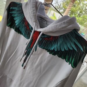 Marcelo BurlonWhite Hoodie with Colorful Feather Design
